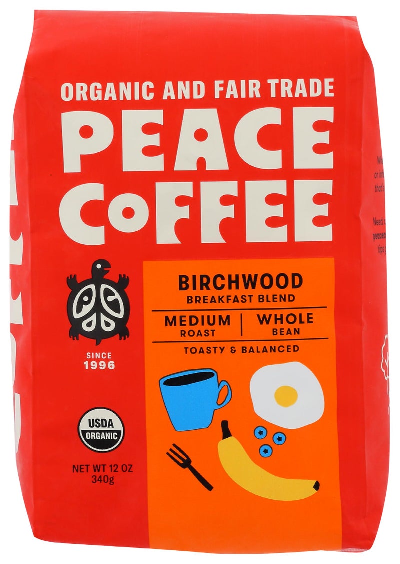 Peace Coffee Organic Birchwood Blend Whole Bean Coffee, 12 Oz - Image 1